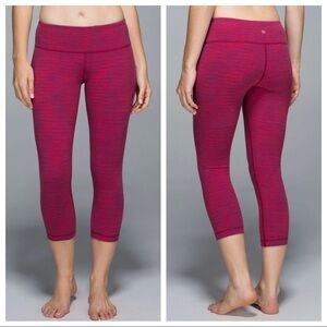 Lululemon Women's Wunder Under Crop Leggings Space Dye Red 6